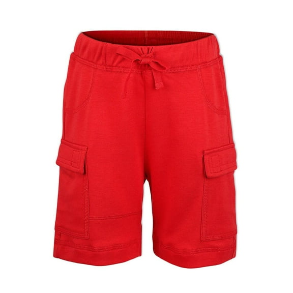 Kidsy Boys Casual Beach Cargo Shorts – Soft Cotton, Pull-On/Drawstring Closure, Two Pockets, Crimson, 5