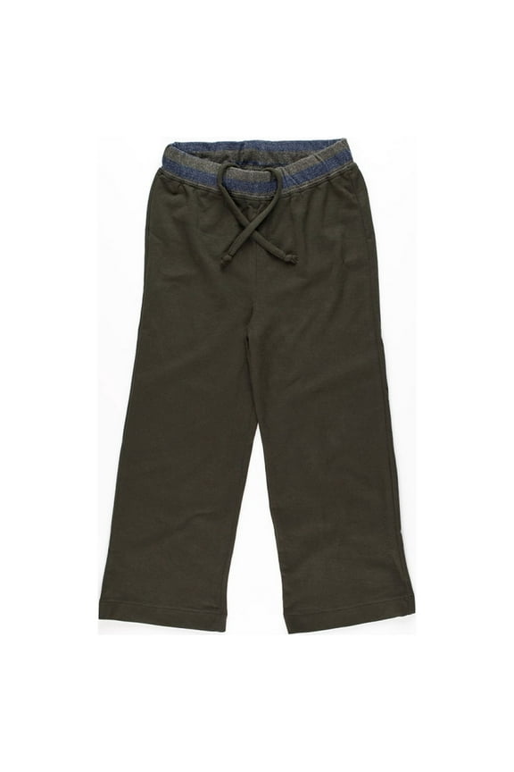 Boys Casual Pants – Soft Cotton, Pull-On/Drawstring Closure, Olive, 2