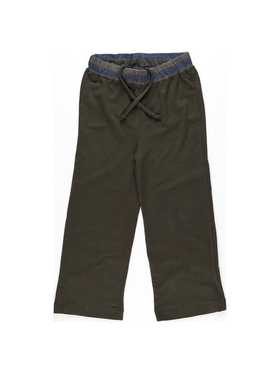 Boys Casual Pants – Soft Cotton, Pull-On/Drawstring Closure, Olive, 2