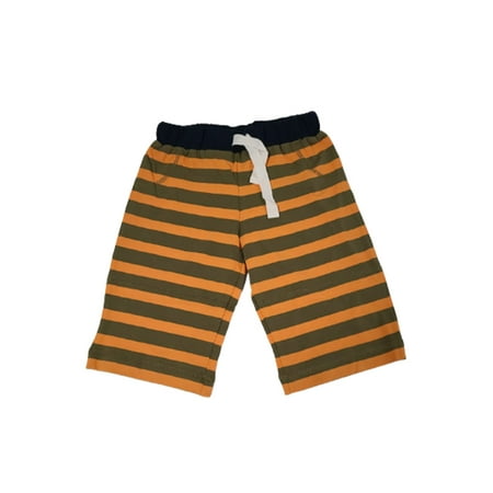 Kidsy Boys Casual Striped Peruvian Cotton Shorts – Pull-On/Drawstring Closure, Two Pockets, Army Stripe, 8