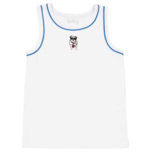 Kidsy Boys Cool Bulldog, Tiger, Monster Graphic Printed Peruvian Cotton Tank Tops for 2, 3, 4, 5, 6, 8 Years – Bulldog, 6