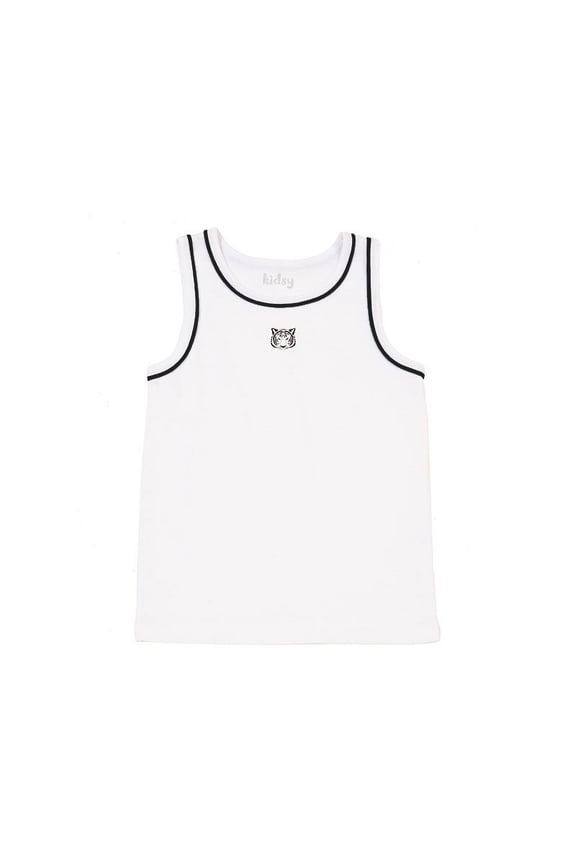 Boys Cool Bulldog, Tiger, Monster Graphic Printed Peruvian Cotton Tank Tops for 2, 3, 4, 5, 6, 8 Years – Tiger, 2