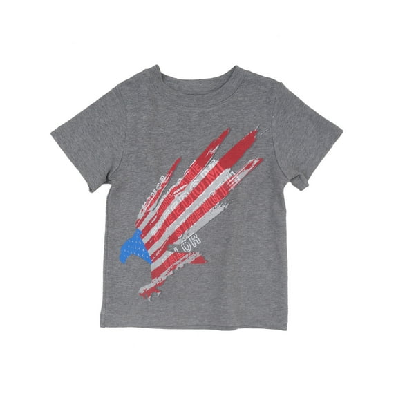 Kidsy Boys Five Virtues Graphic Printed Peruvian Cotton T-shirt – Short Sleeve, Crewneck – Heather Grey, 5