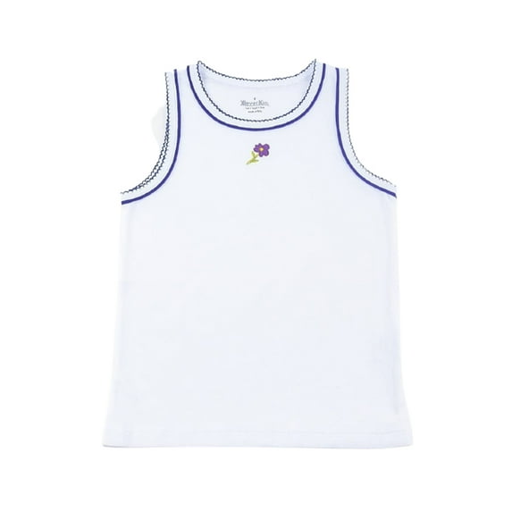Kidsy Girls Casual Flower Tank Top – Soft Cotton, Pull-On Closure – Snow, 6