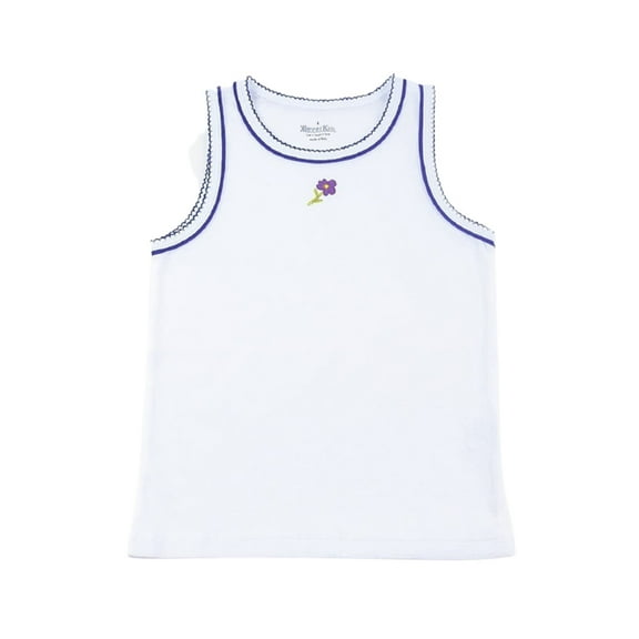 Kidsy Girls Casual Flower Tank Top – Soft Cotton, Pull-On Closure – Snow, 8
