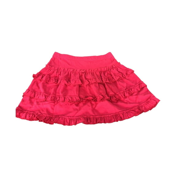 Kidsy Toddler Baby Girls Frilled Skirt – Peruvian Pima Cotton, Elastic Waist, Pull-On, Solid Colors, Hot Pink, 2