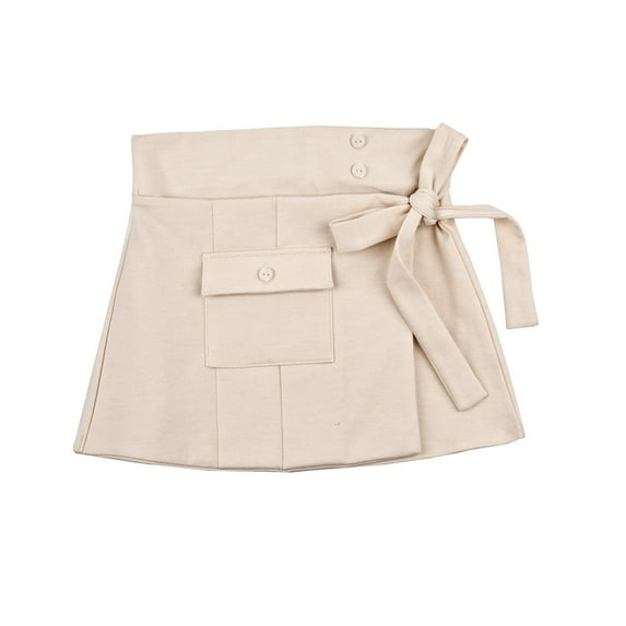 Kidsy Toddler Baby Girls Pleated Skirt – Peruvian Pima Cotton, Elastic Waist, Pull-On, Solid Colors, Creme Brulle, 4