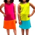 thumbnail image 1 of Kidsy Toddler Girls Solid Colors Peruvian Cotton Tank Dress – 2 Pack – Hot Pink-Lime Green, 5, 1 of 5