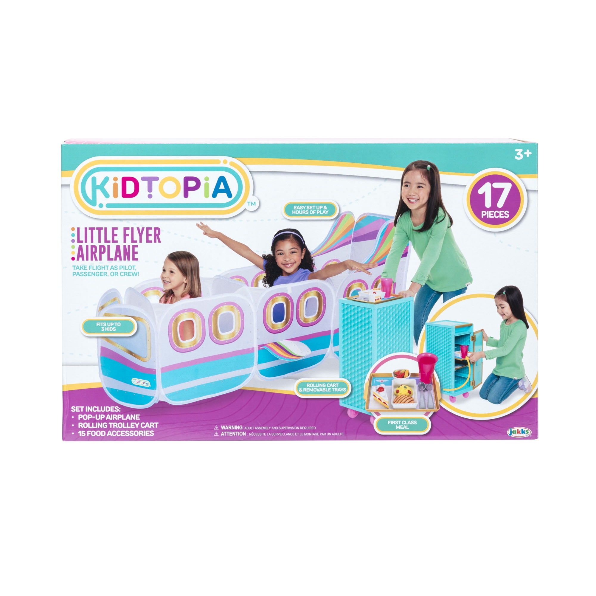 Kidtopia Little Flyer Airplane Play Set with 17 Pieces & Pop-Up