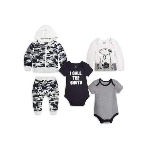 Kidtopia Baby Boy Velour 5PC Outfit Set, Sizes 0/3M-24M