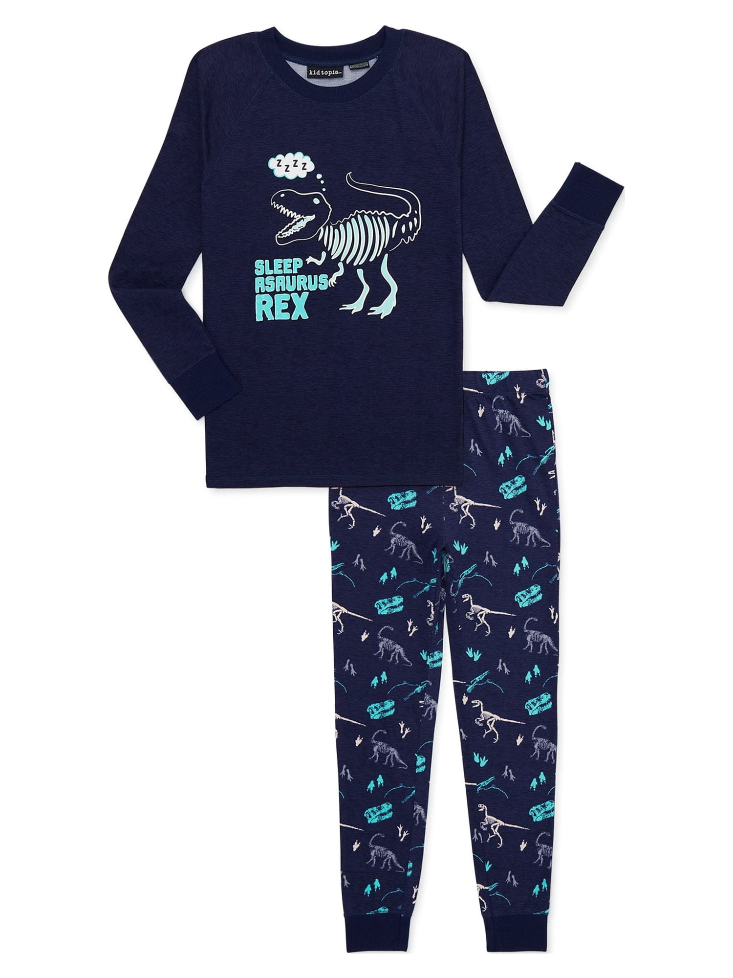 Kidtopia Boys Long Sleeve Top and Jogger Pants Pajama Sleep Set, 2-Piece, Sizes 6-14