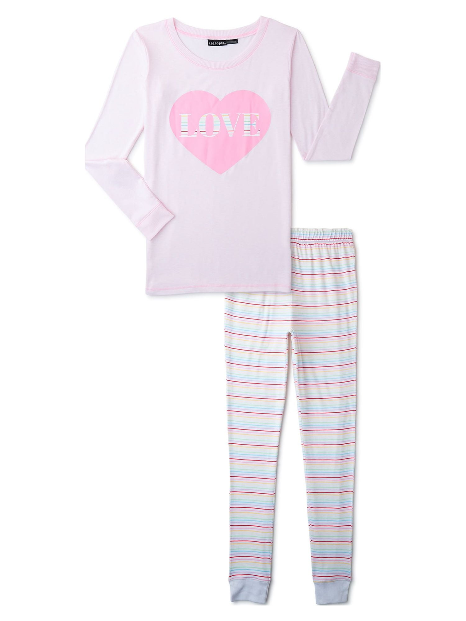 Kidtopia Girls Long Sleeve Top and Pants, 2-Piece Pajama Sleep Set ...
