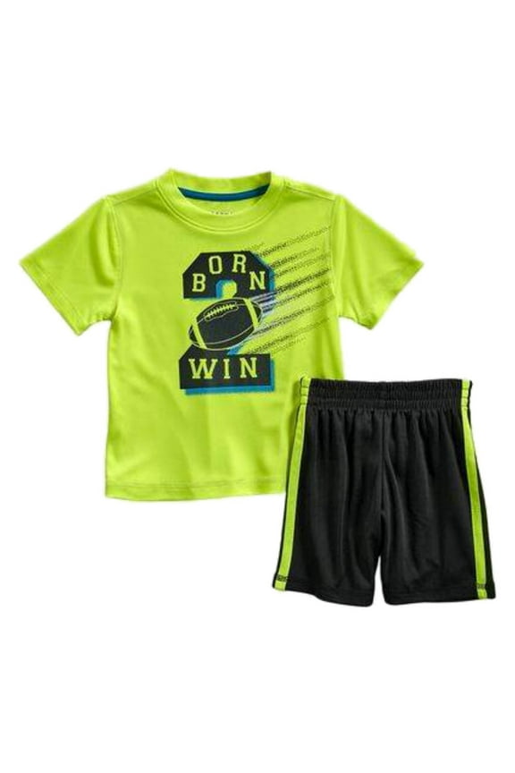 Infant Baby Boys 2 PC Born 2 Win Athletic Shirt & Shorts Set 24m