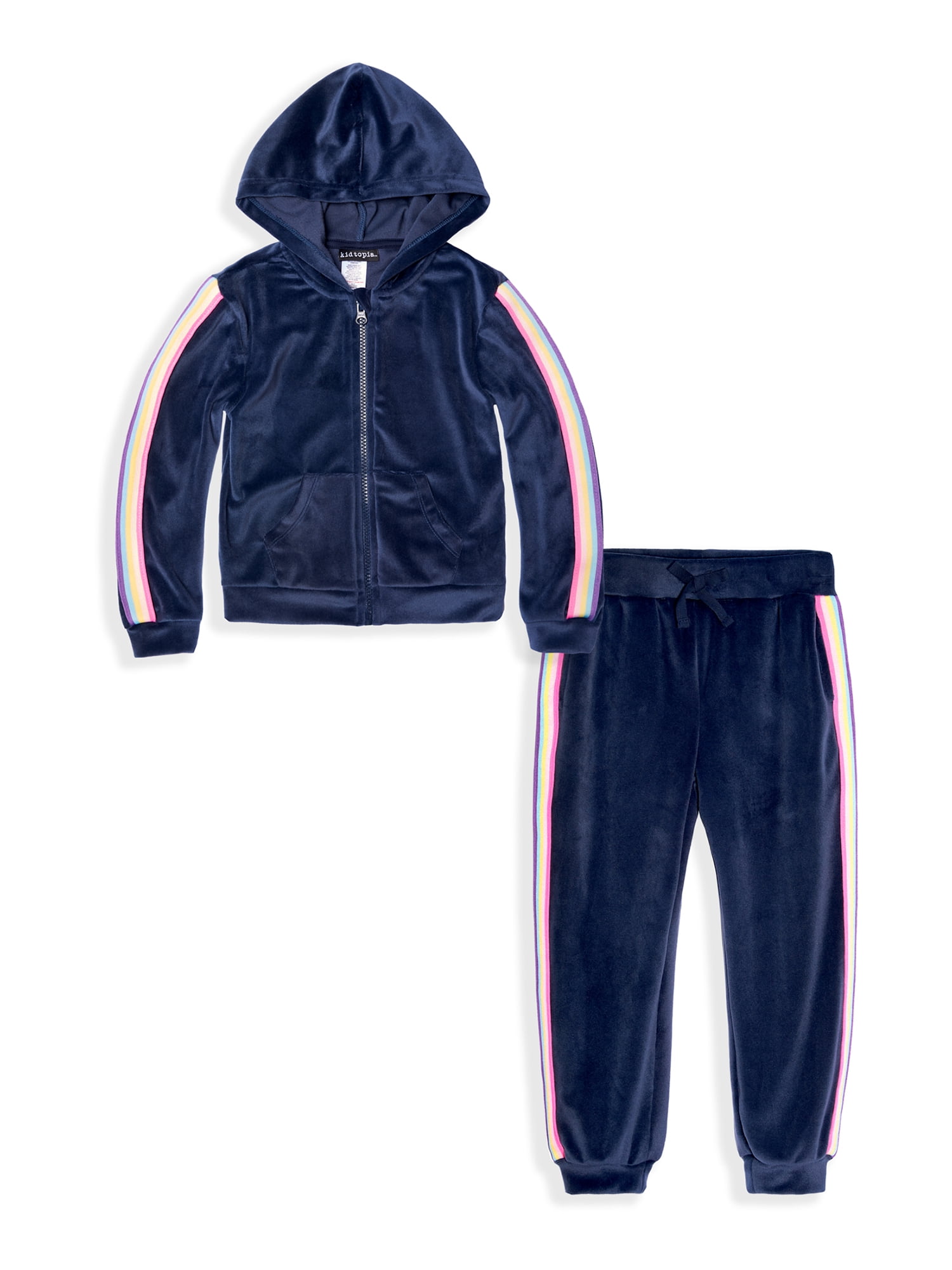 Kidtopia Toddler Girl Velour Hoodie and Jogger Outfit Set, 2pc