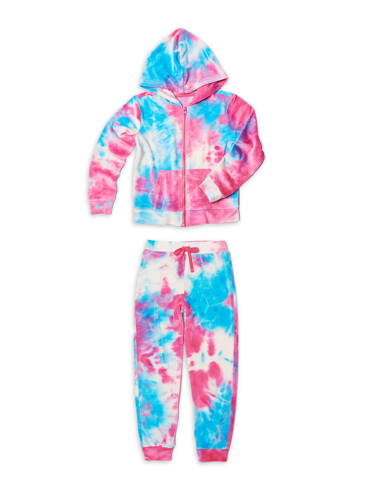 Kidtopia Toddler Girl Velour Hoodie and Jogger Outfit Set, 2pc
