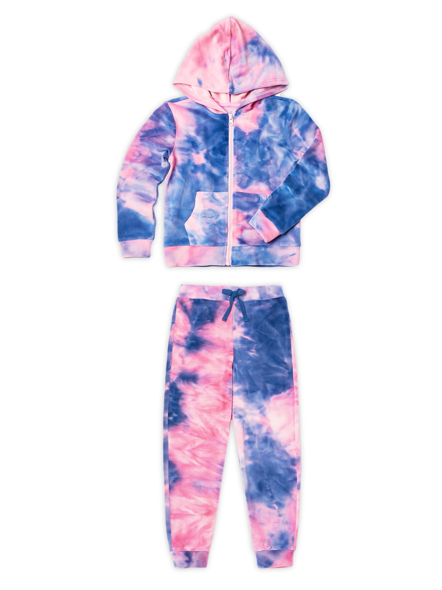Kidtopia Toddler Girl Velour Hoodie and Jogger Outfit Set, 2pc