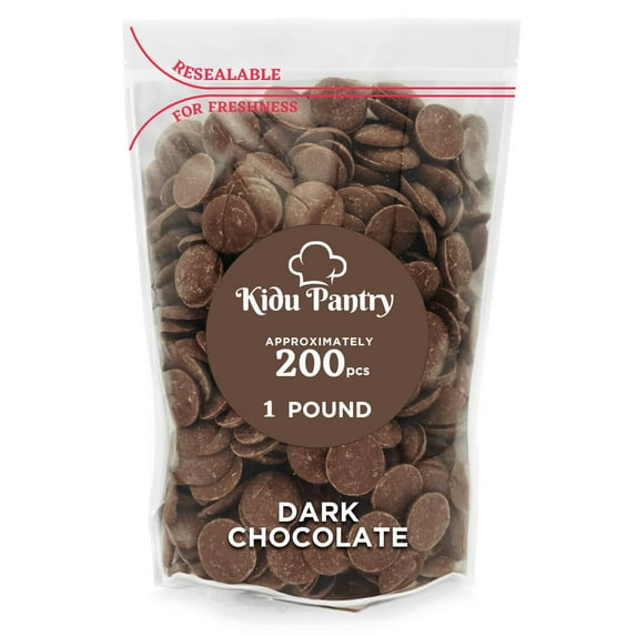 Kidu Pantry Melting Dark Chocolate Wafers 16 Ounces - 1 Pound Bulk In Resealable Bag