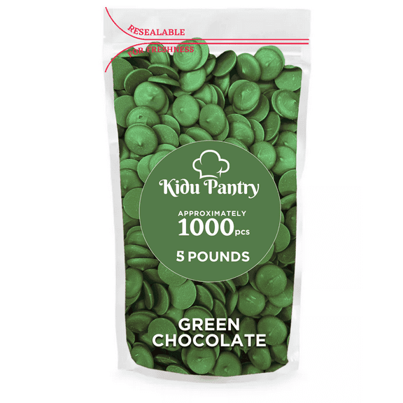 Kidu Pantry Melting Dark Green Chocolate Wafers 80 Ounces - 5 Pound Bulk In Resealable Bag