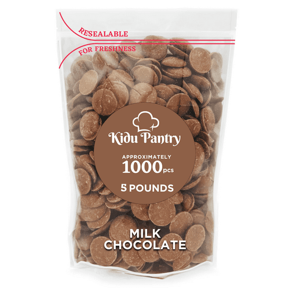 Kidu Pantry Melting Milk Chocolate Wafers 80 Ounces - 5 Pound Bulk In Resealable Bag