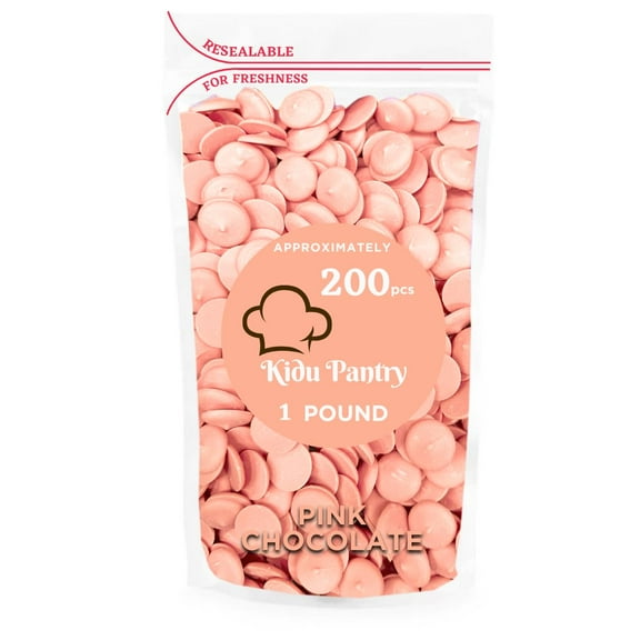 Kidu Pantry Melting Pink Chocolate Wafers 16 Ounces - 1 Pound Bulk In Resealable Bag