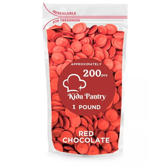 Kidu Pantry Melting Red Chocolate Wafers 16 Ounces - 1 Pound Bulk In Resealable Bag
