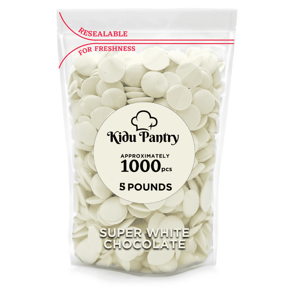 Kidu Pantry Melting Super White Chocolate Wafers 80 Ounces - 5 Pound Bulk In Resealable Bag