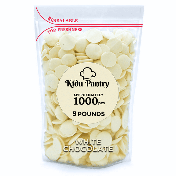 Kidu Pantry Melting White Chocolate Wafers 80 Ounces - 5 Pound Bulk In Resealable Bag