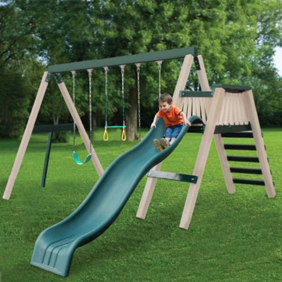 Kidwise Congo Swing'N Monkey 3-Position Swing Set - Green/Sand