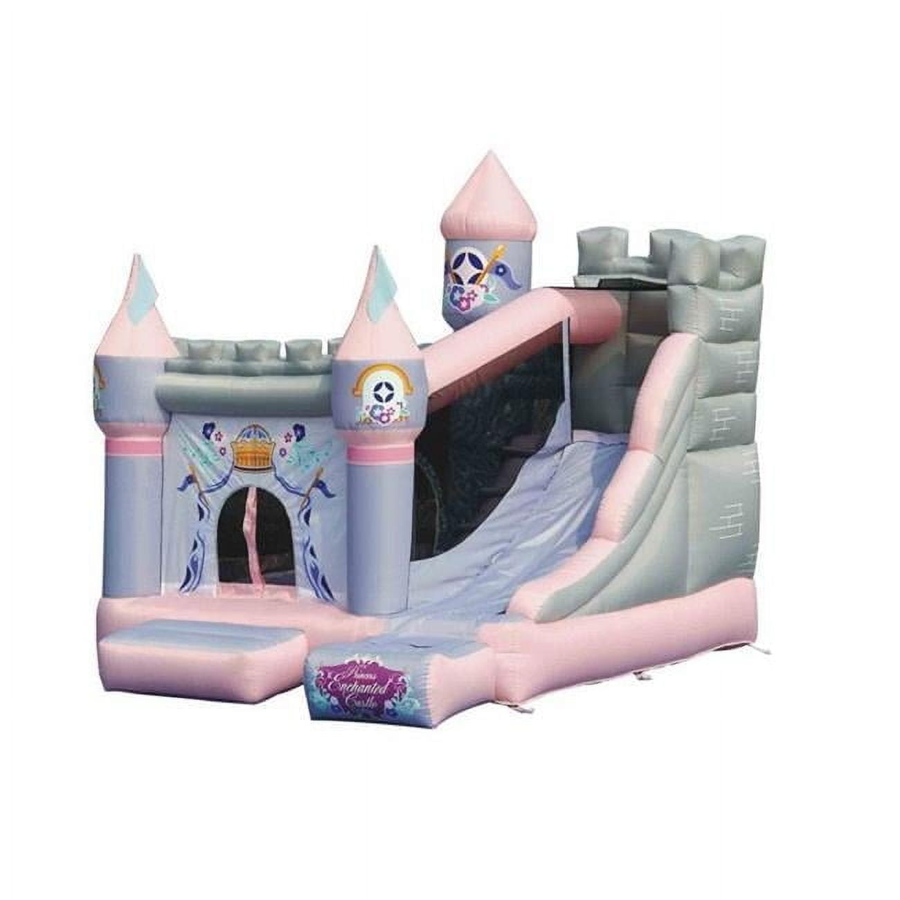 Princess Enchanted Castle Bounce House with Slide in Pink and Gray