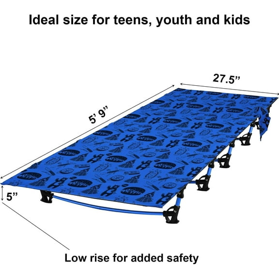 Kidz-Adventure Portable Folding Cot for Kids, Toddlers, and Adults - Lightweight & Compact with 250 LB Weight Capacity