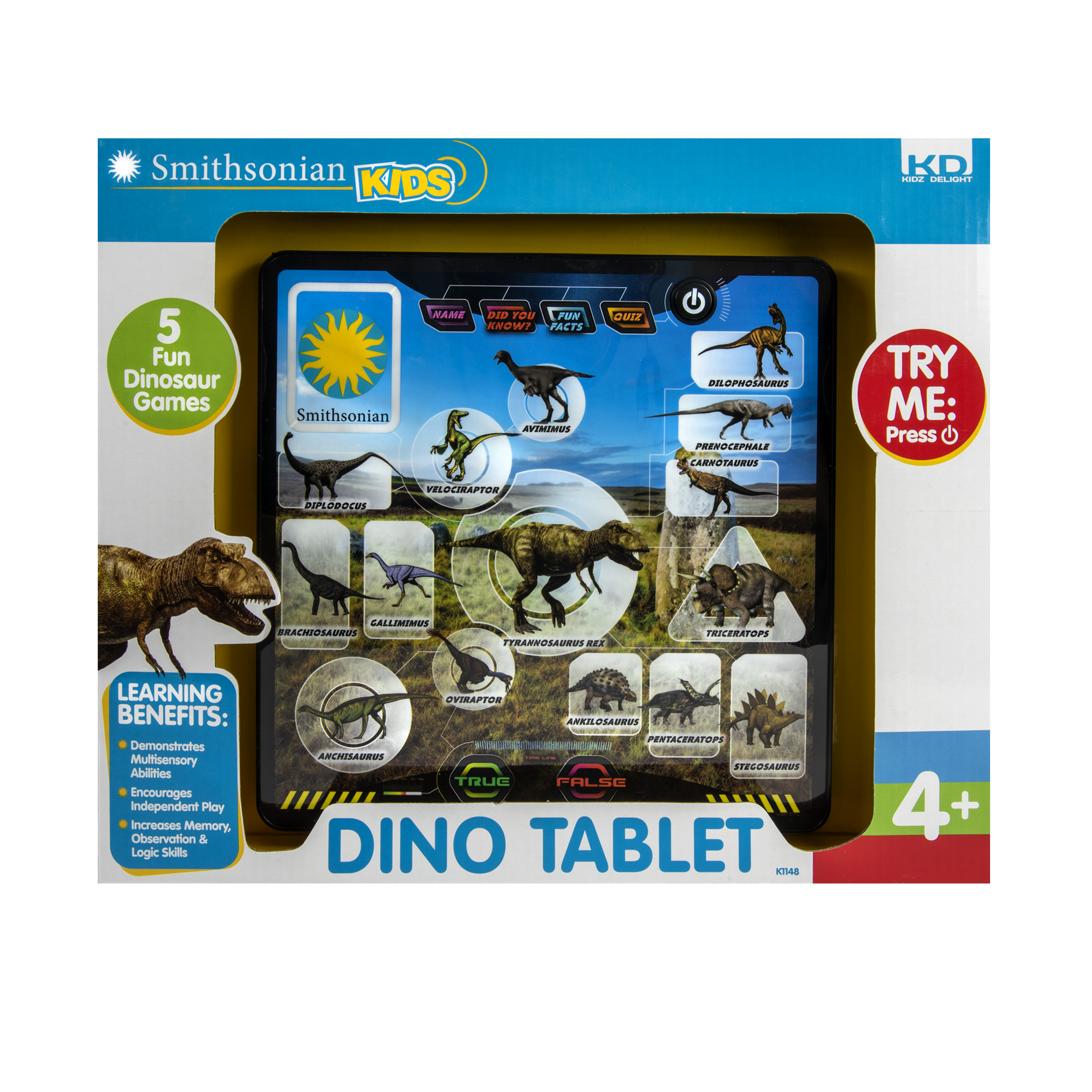 Kidz Delight Smithsonian Kids' Dino Toy Tablet- Learn about Dino's for Children Ages 3 Years and up - image 1 of 3