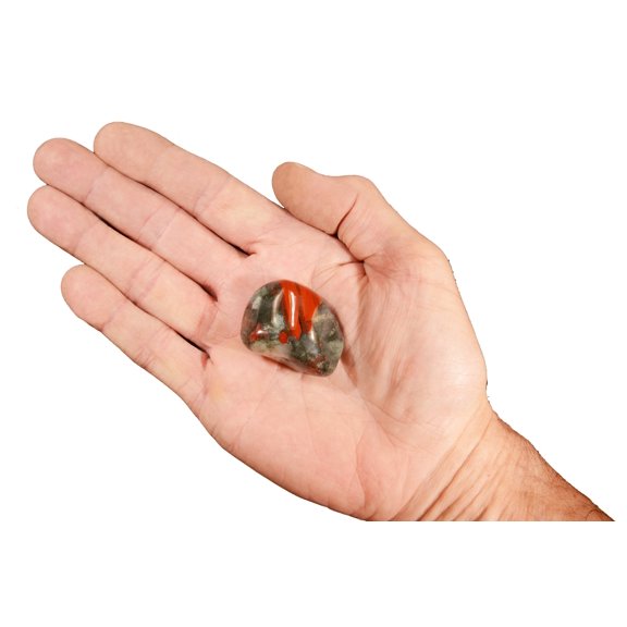 Kidz Rocks Blood Stone 1 3/4" 2-3 oz Tumbled Rock Green Reiki Healing Crystal Stone