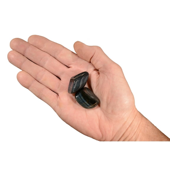 Kidz Rocks Blue Tigers Eye 1 1/4" 2 Piece Tumbled Healing Crystal Natural Stone Rock