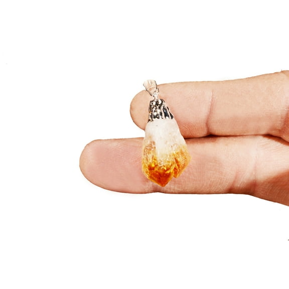 Kidz Rocks Citrine Pendant 1" Jewelry Raw Rock Mineral Specimen Orange Healing Stone