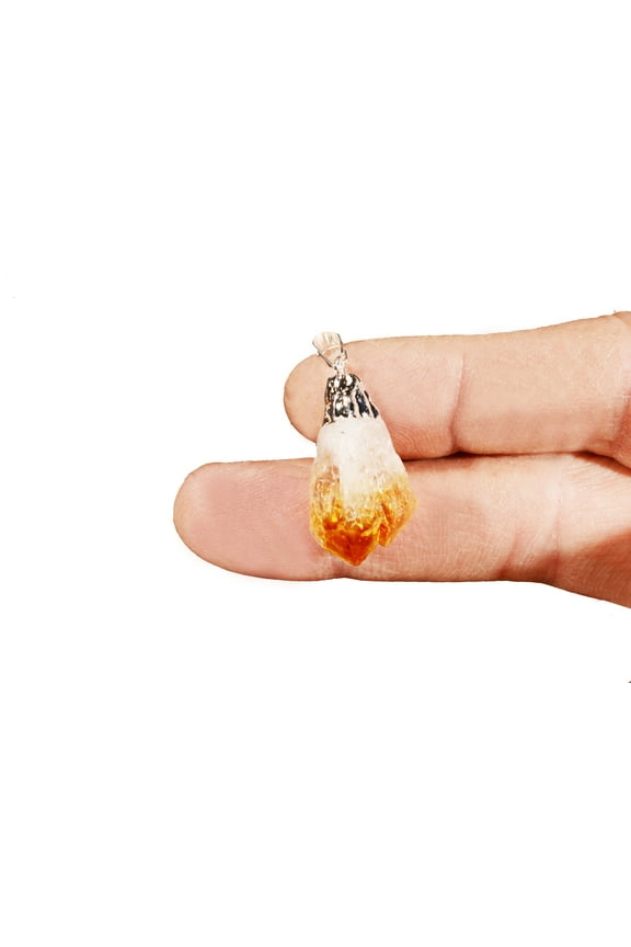 Citrine Pendant 1" Jewelry Raw Rock Mineral Specimen Orange Healing Stone