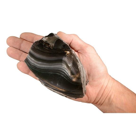 Kidz Rocks Gray Stripe Obsidian 5" 1-2 lb Raw Chakra Healing Crystal Rock Mineral Specimen