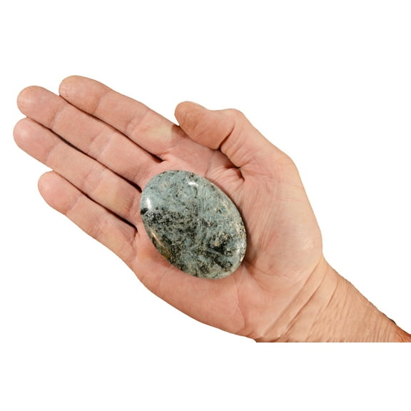 Kidz Rocks Green Blue Kyanite Palm Stone 2 3/4" 4-6 oz Raw Chakra Healing Crystal Specimen