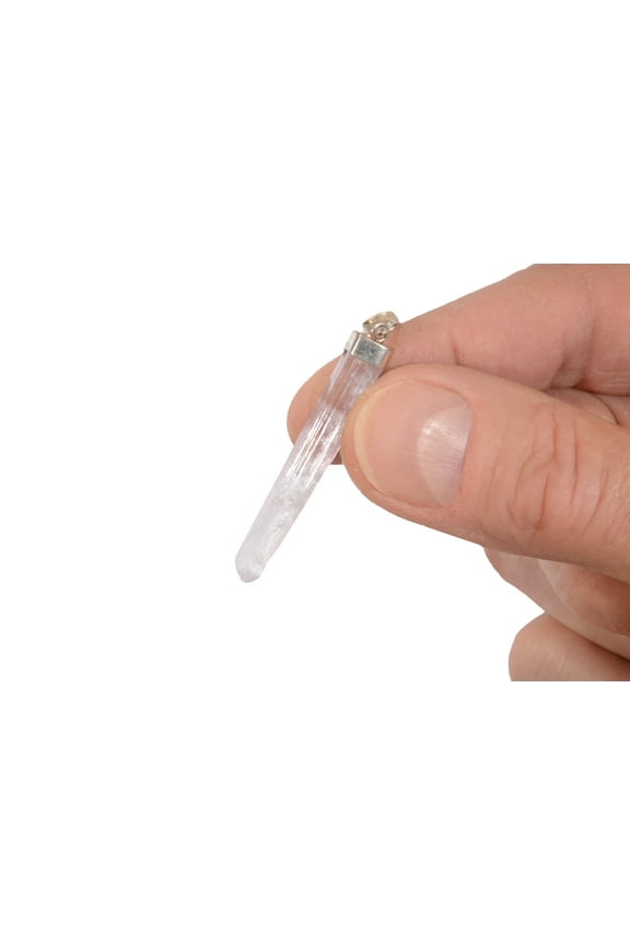 Kunzite Pendant 2" Sterling Silver Raw Chakra Healing Crystal Rock Mineral