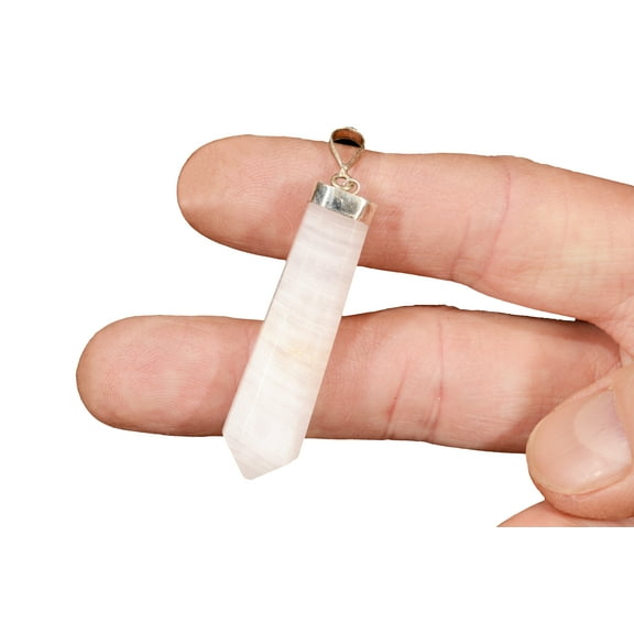 Kidz Rocks Pink Calcite Crystal Pendant 2 1/2" Jewelry Chakra Healing Stone Rock Mineral