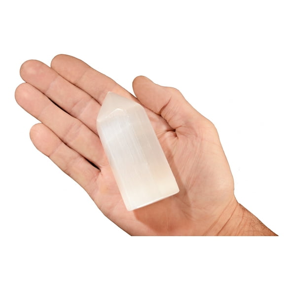 Kidz Rocks Satin Spar Point 4" X 1 1/2" Selenite Tower Raw Chakra Healing Stone White
