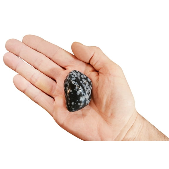 Kidz Rocks Snowflake Obsidian 1 3/4" Tumbled Rock Mineral Healing Crystal Black Stone