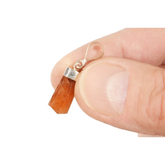 Kidz Rocks Spessartine Garnet Crystal Pendant 1" Sterling Silver Chakra Healing Gemstone