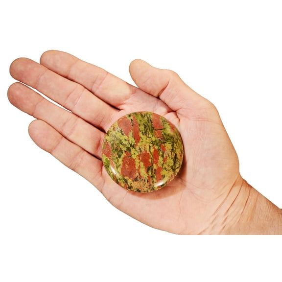 Kidz Rocks Unakite Jasper Palm Stone 2 1/2" Massage Polished Chakra Healing Stone Rock