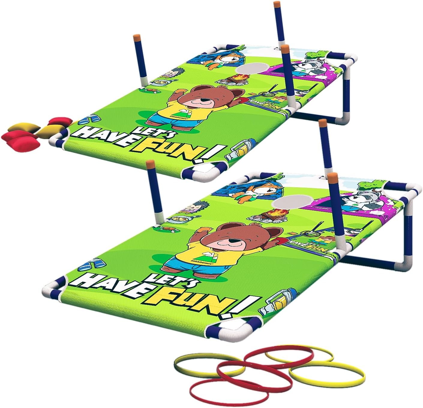 Kids' Green and Blue PVC Multi-game Cornhole and Ring Toss Set
