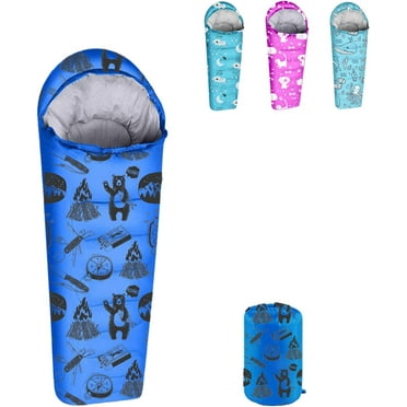 KidzAdventure 32 - 59°F Mummy Youth Sleeping Bag - Blue Adventure Theme