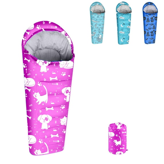 KidzAdventure 32F - 59F Mummy Youth Sleeping Bag - Pink Best Friends Theme, Large