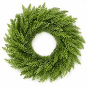 Kidzkube 24 Inch Lifelike Cedar Wreath for Front Door, Artificial Christmas Wreath with Faux Green Pine Needles, for Wall Window Indoor Outdoor Decor