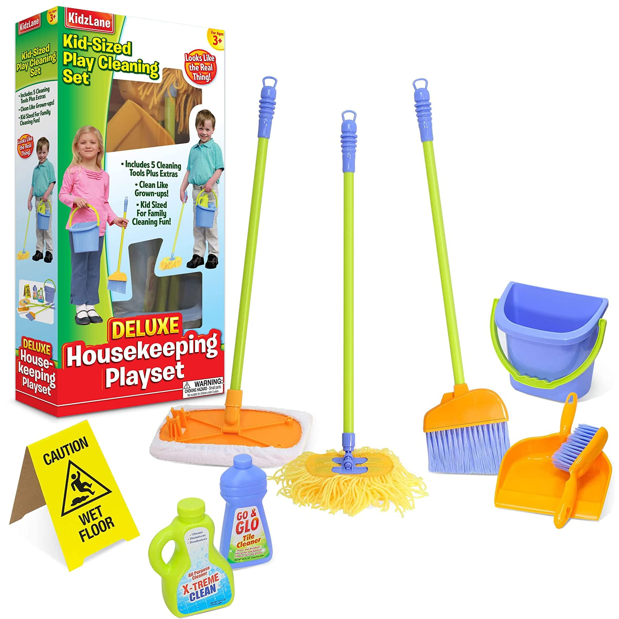 Kids' Pretend Play Cleaning Toy Set Including Vacuum Cleaner, Broom, Mop,  Cleaning Cart, Car Washing Tools For Cleaning And Doing Housework Games