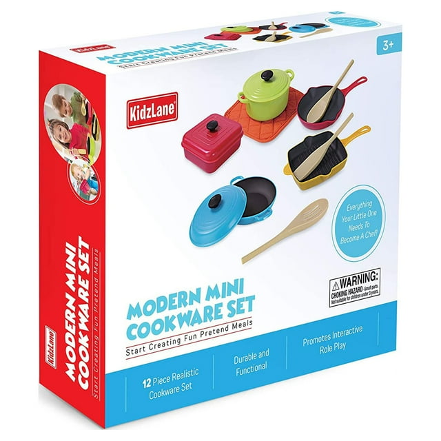 Kidzlane Play Pots and Pans Set for Toddlers Durable Mini Cooking Toy