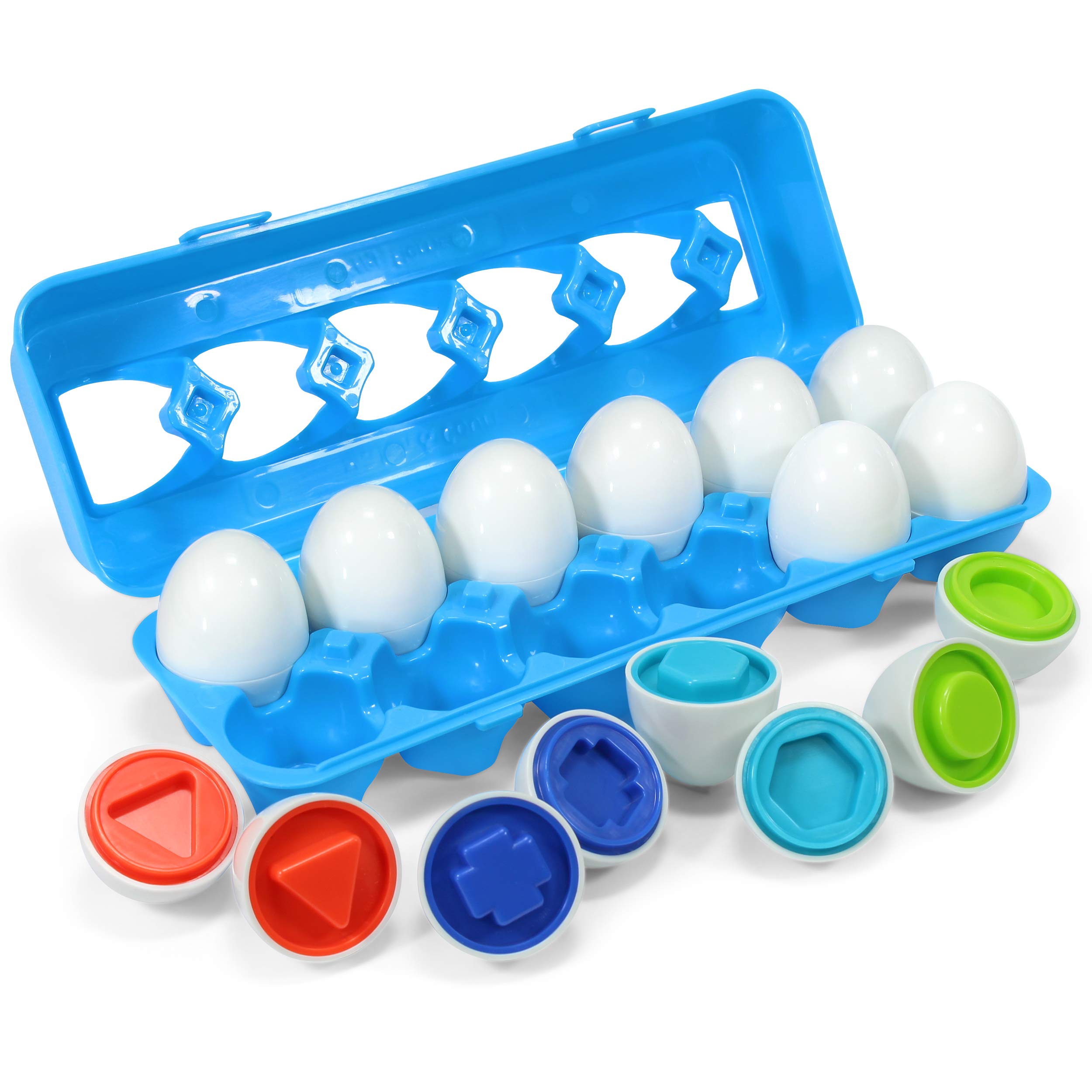"Kidzlane Sorting & Matching Educational Egg Toy – Teach Colors, Shapes & Fine Motor Skills - 12 Sturdy Eggs in Plastic Carton – 100% Toddler & Child Safe 18M+" - image 1 of 6